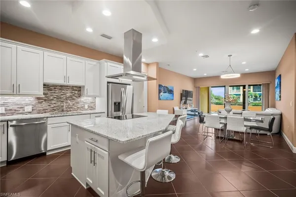 a large kitchen with lots of counter space