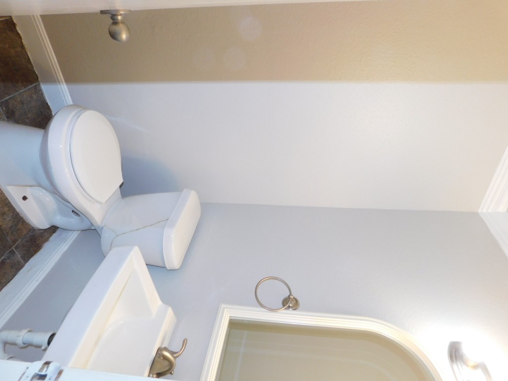 1007 Windy Trail, Unit A Austin, TX 78758 - Photo 4 of 10 Half bathroom featuring toilet, crown molding, baseboards, and a sink