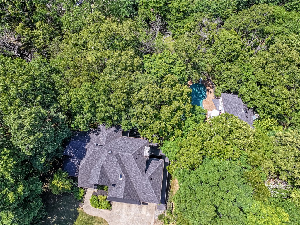 Overhead view of 2+ acres at the end of the road.
