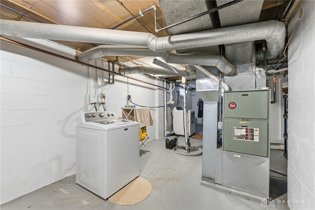 2945 Ashlar Drive Springfield, OH 45503 - Photo 16 of 20 This functional basement area includes laundry facilities and essential utilities.