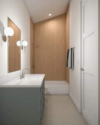 a view from a balcony with a flower garden