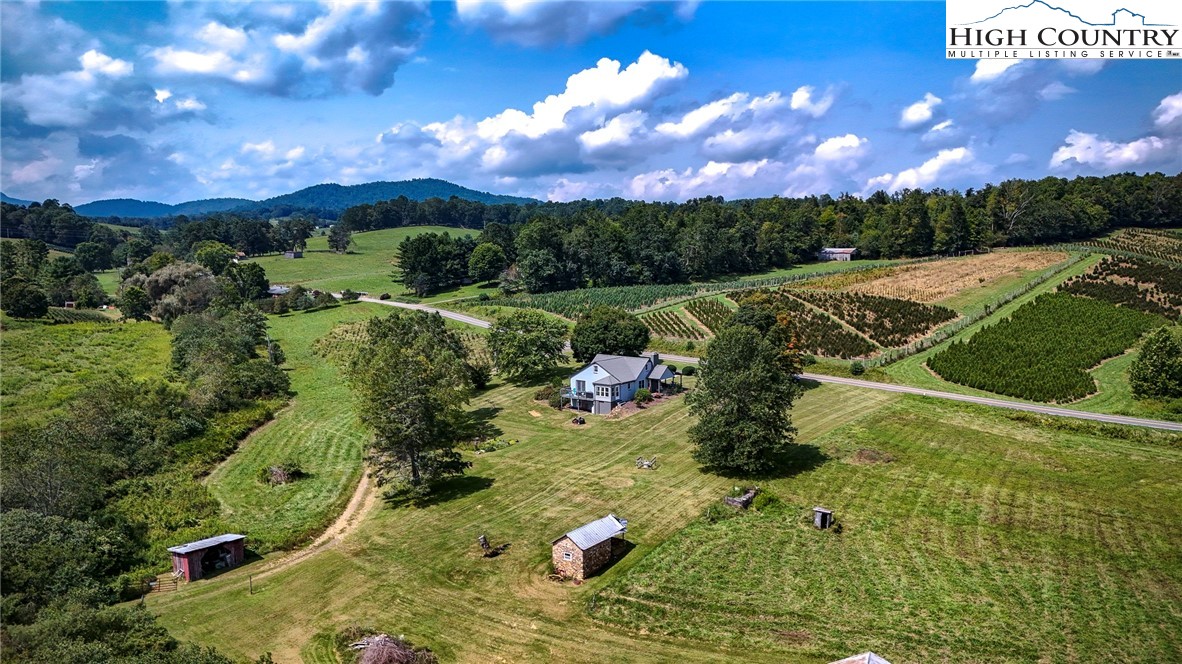 1046 J E Gentry Road Laurel Springs, NC 28644 - Photo 45 of 49 a view of a golf course with a table under an umbrella