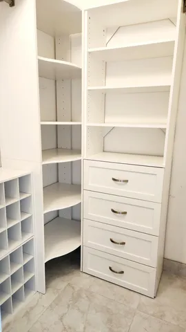 a close up view of a closet