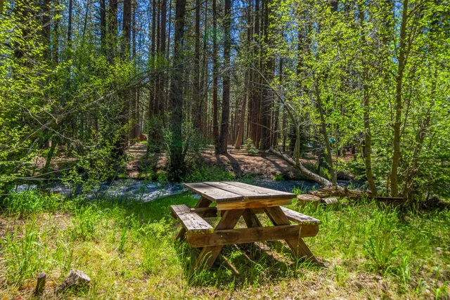 a view of a backyard with chairs