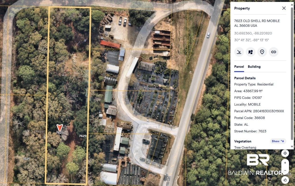 7623 Old Shell Road Mobile, AL 36608 - Photo 4 of 12 Aerial overview of property's location