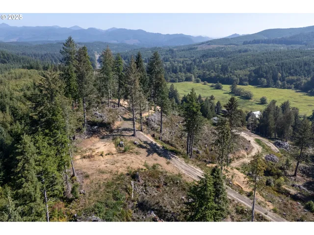 a view of a lush green hillside and a building