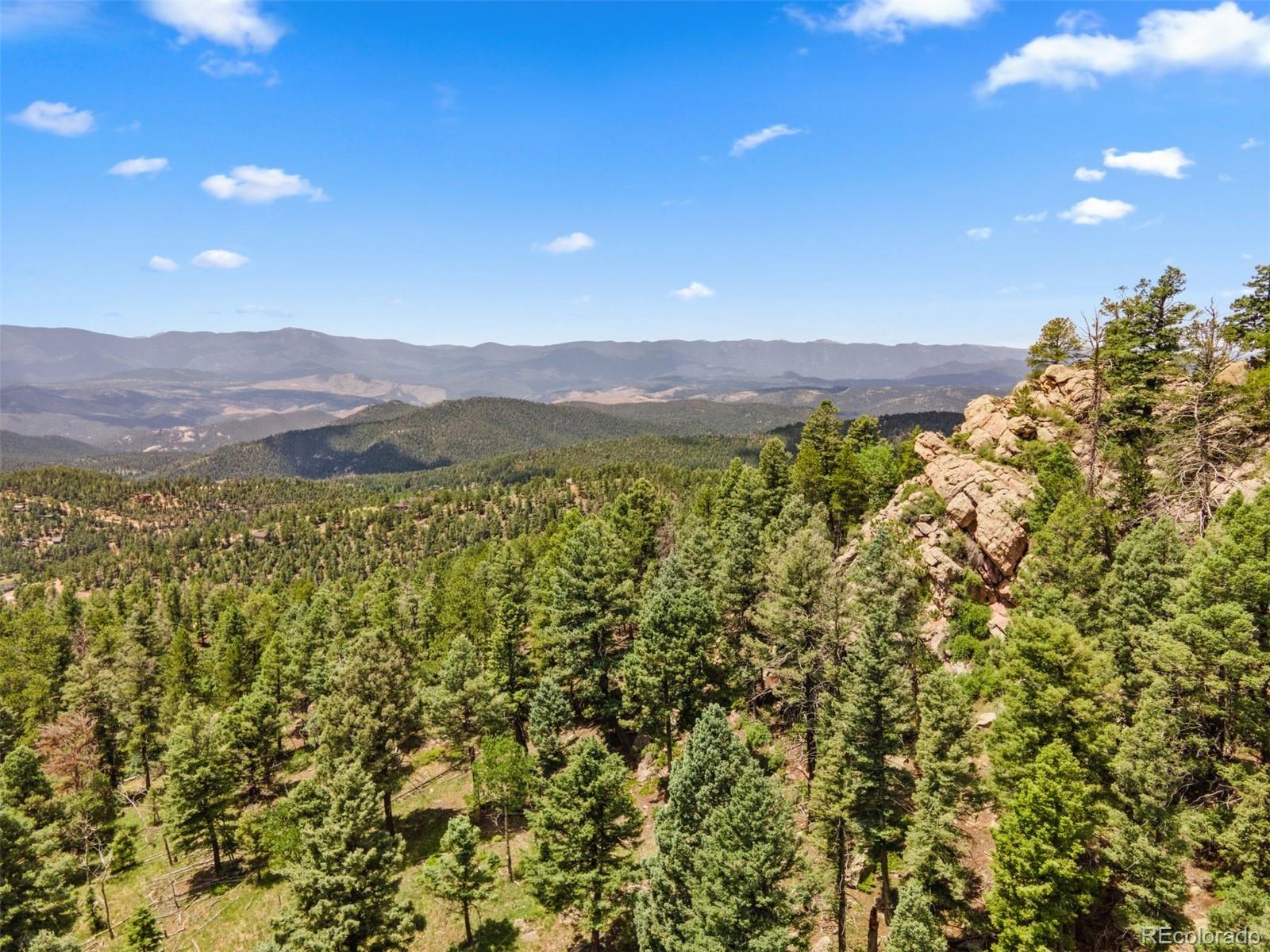 26273 Richmond Hill Road Conifer, CO 80433 - Photo 38 of 47 a view of a lush green forest with mountains in the background