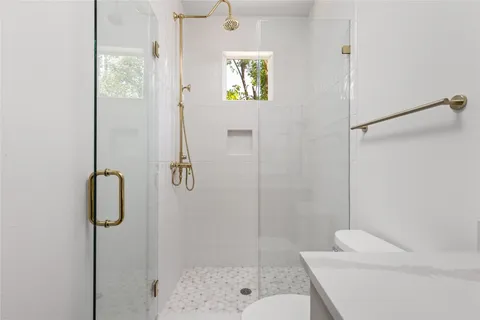 a bathroom with a shower