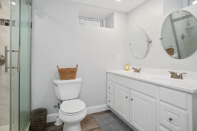 a view of a yard with a large trees