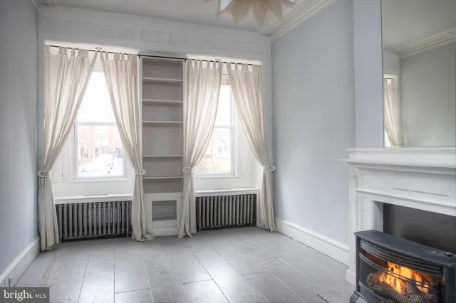 an empty room with windows