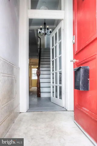 a view of a park with large trees
