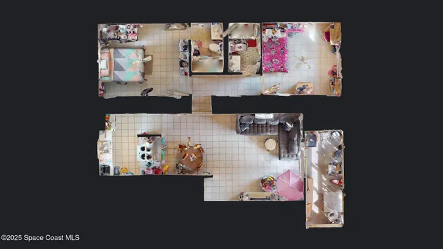 a aerial view of a house with a swimming pool