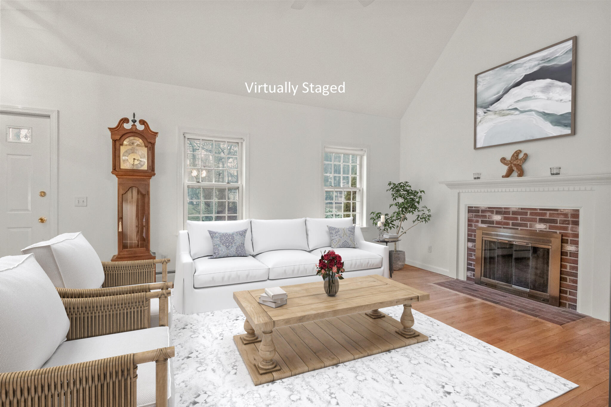 52 Goose Point Road Centerville, MA 02601 - Photo 13 of 71 a living room with furniture and a fireplace