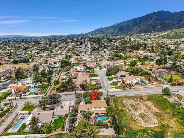 a view of a city with a mountain