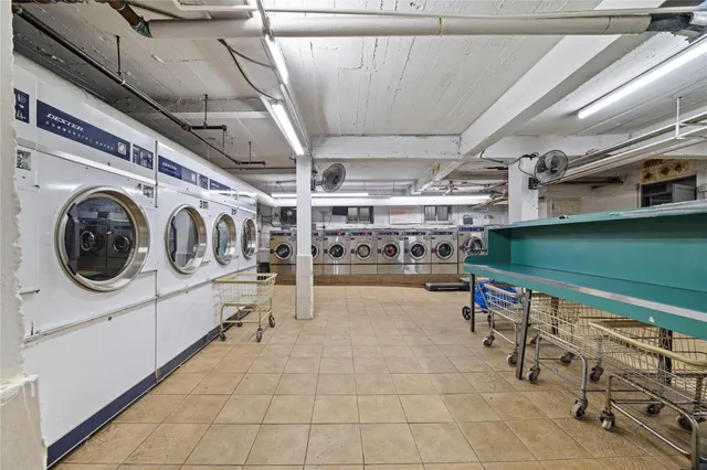 a utility room with multiple racks