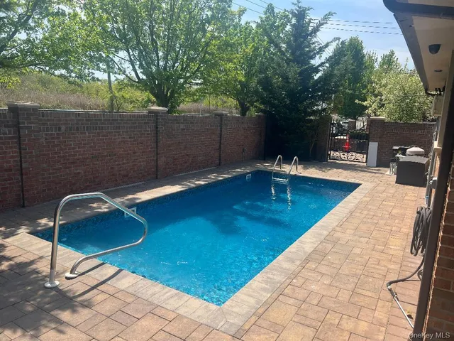 a backyard with hardwood