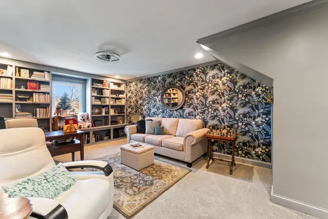 a view of a yard with car parked