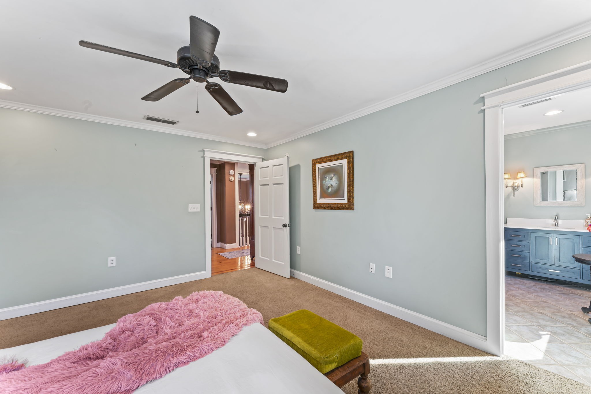 4701 Browns Mill Road Lascassas, TN 37085 - Photo 57 of 89 a bedroom with a bed and a chandelier