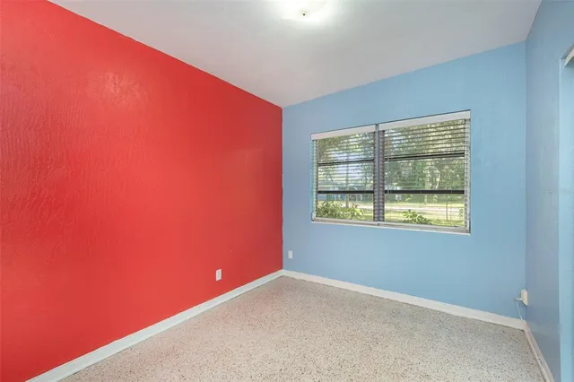 an empty room with closet