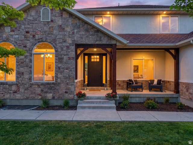 702 Alpine Highway Alpine, UT 84004 - Photo 4 of 83 Stone veneer and stucco exterior with a covered entry porch