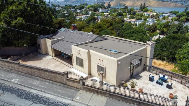 an aerial view of a house