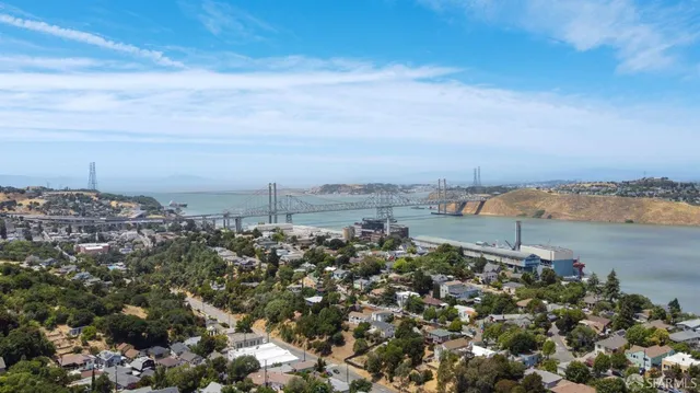 a view of a lake with a city