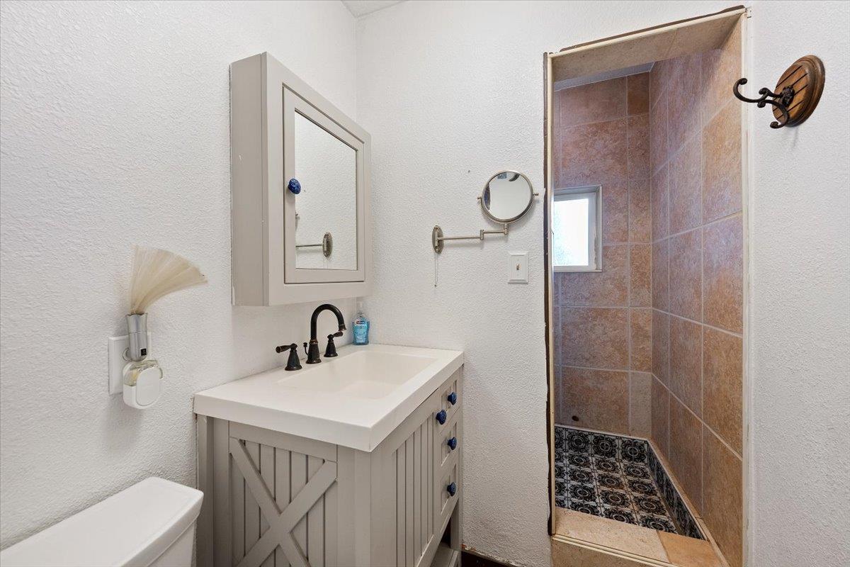 2244 Windmill Court Cool, CA 95614 - Photo 30 of 73 a bathroom with a sink a toilet a mirror and shower