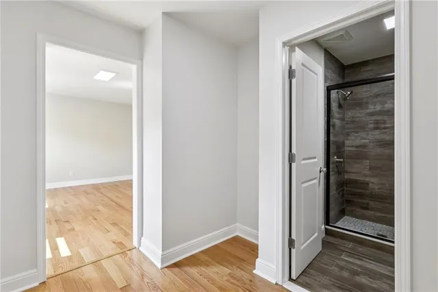 a view of wooden door