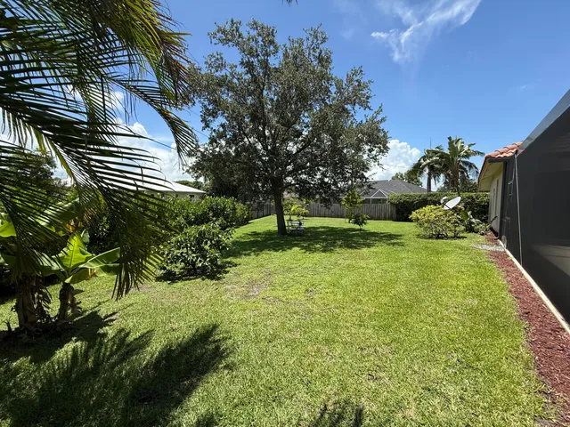 a view of yard with tree in the background