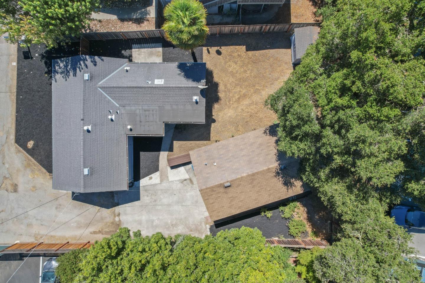 19 Jolley Way Scotts Valley, CA 95066 - Photo 51 of 56 an aerial view of a house with a yard and potted plants