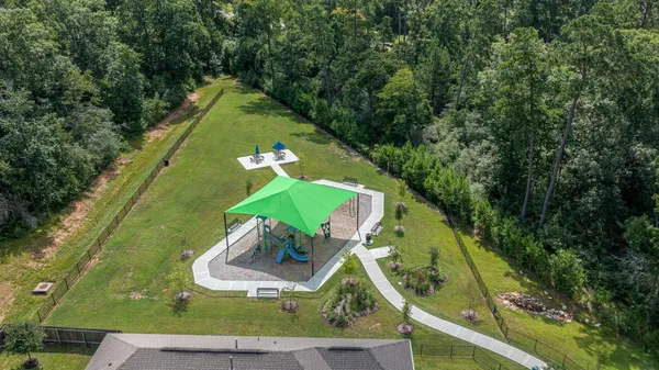 an aerial view of a house
