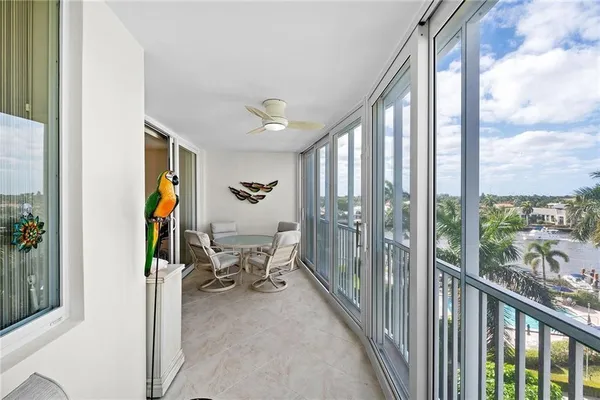 a view of a city from a balcony