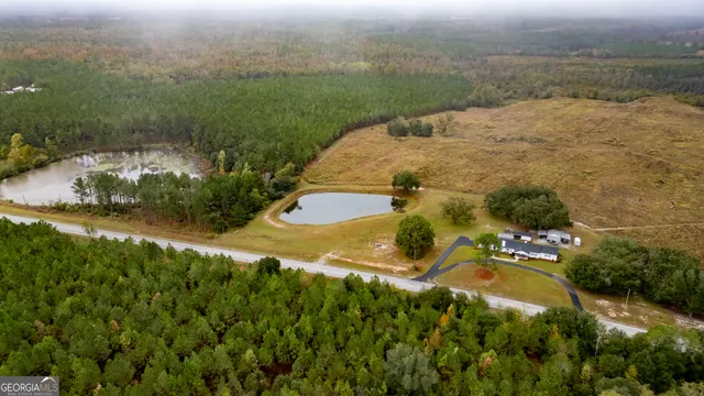 an aerial view of a house