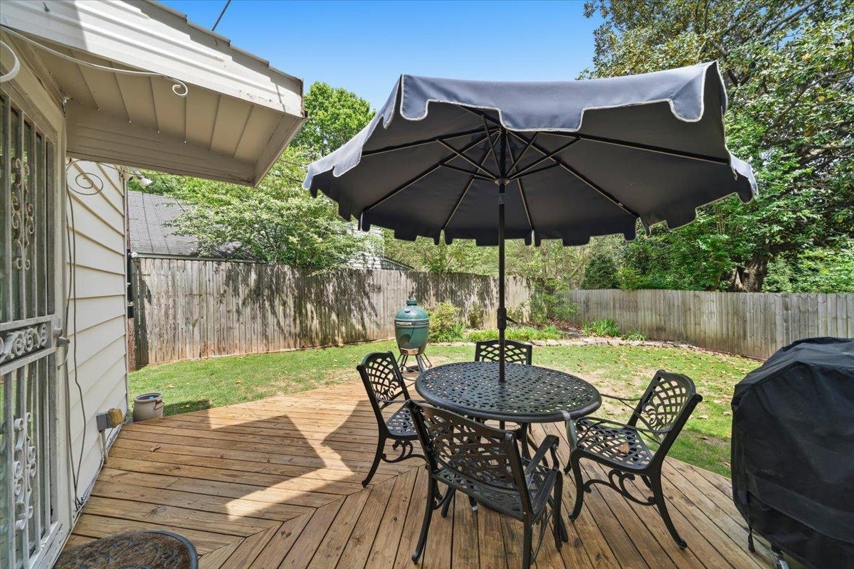 160 Picardy Street Memphis, TN 38111 - Photo 31 of 38 a view of wooden table and chairs under an umbrella