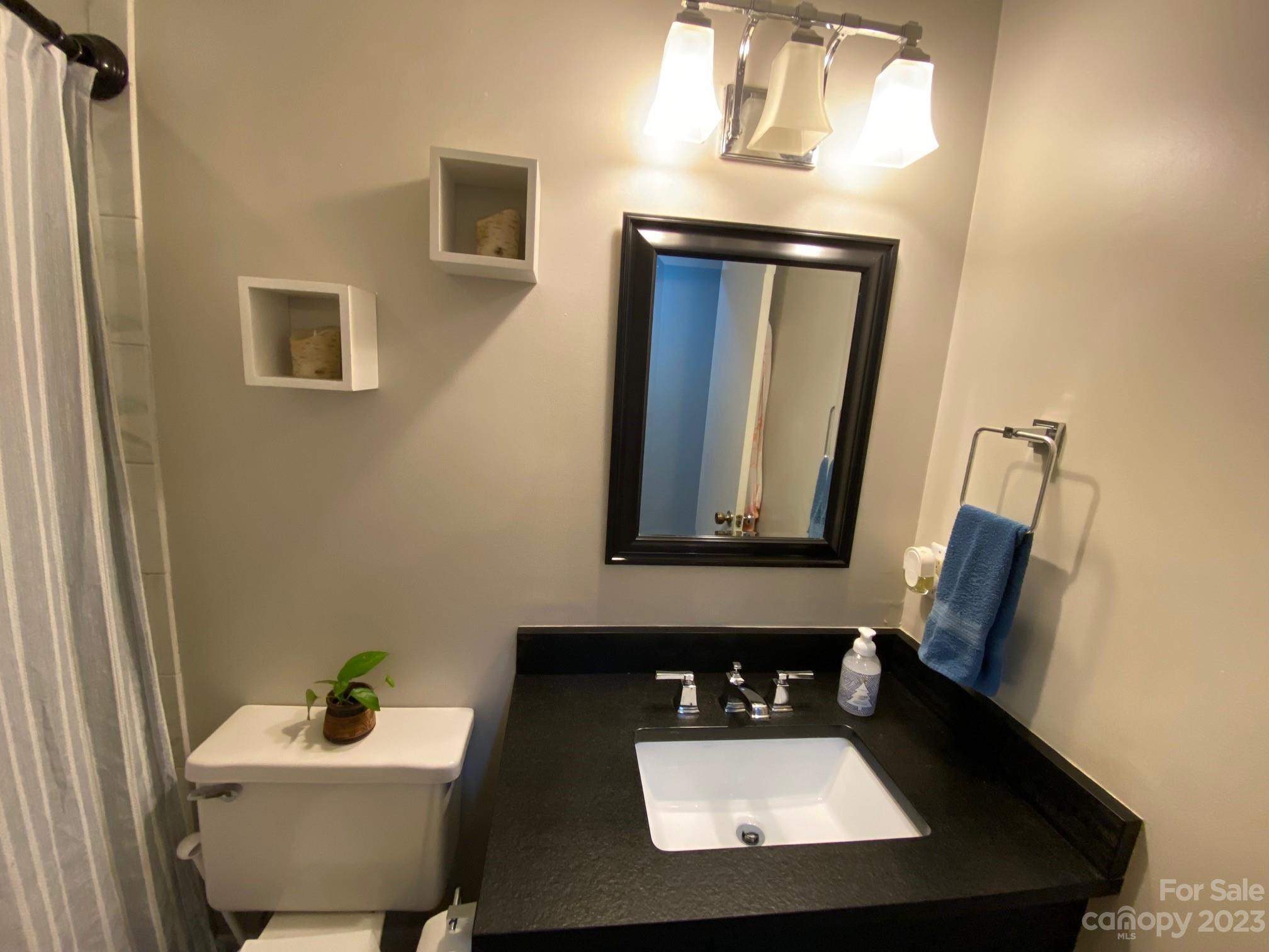 5901 Potter Road Matthews, NC 28104 - Photo 20 of 38 a bathroom with a toilet sink and mirror