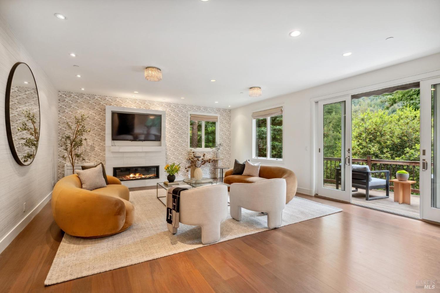 402 Eldridge Avenue Mill Valley, CA 94941 - Photo 7 of 49 a living room with furniture and a floor to ceiling window