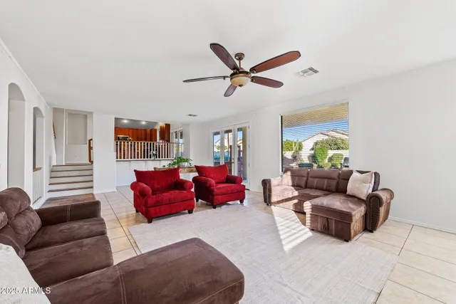 a living room with furniture