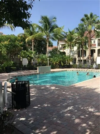a view of a park with palm trees