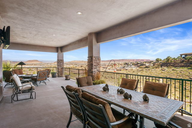 2376 Stone Crest Circle St. George, UT 84790 - Photo 16 of 61 View of patio / terrace featuring outdoor lounge area and a mountain view
