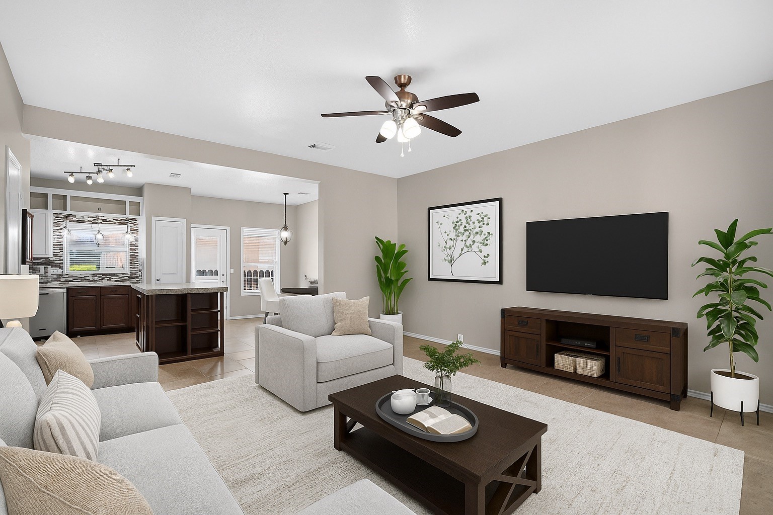 2814 Legends Crest Drive Spring, TX 77386 - Photo 12 of 34 a living room with furniture a fireplace and a flat screen tv