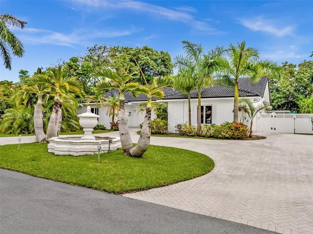 front view of a house with a patio