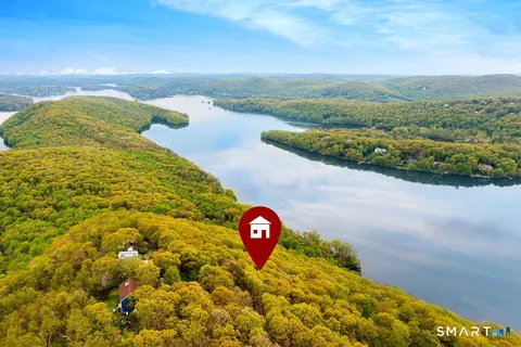 a view of a lake with a mountain