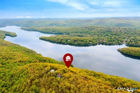 a view of a lake with a mountain