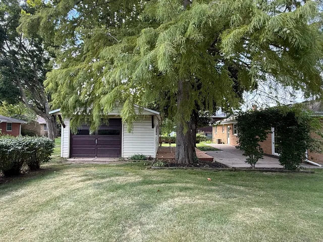 a tree in front of a white house