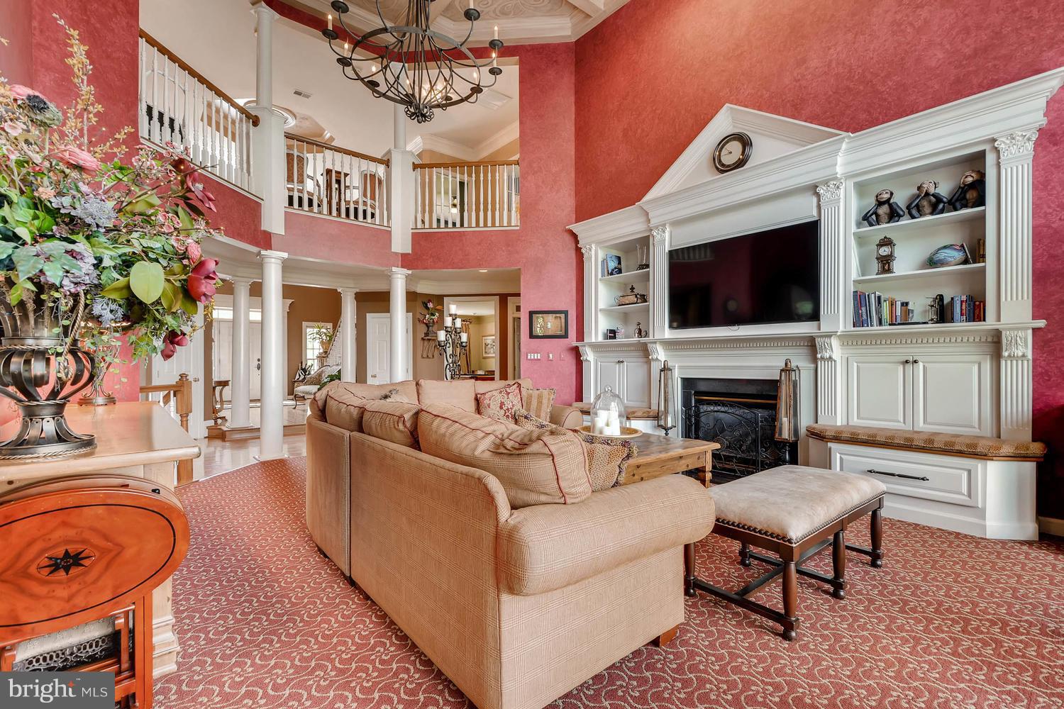 1901 Cranbourne Road Lutherville-Timonium, MD 21093 - Photo 9 of 28 Living Room w/ fire place and custom built-ins