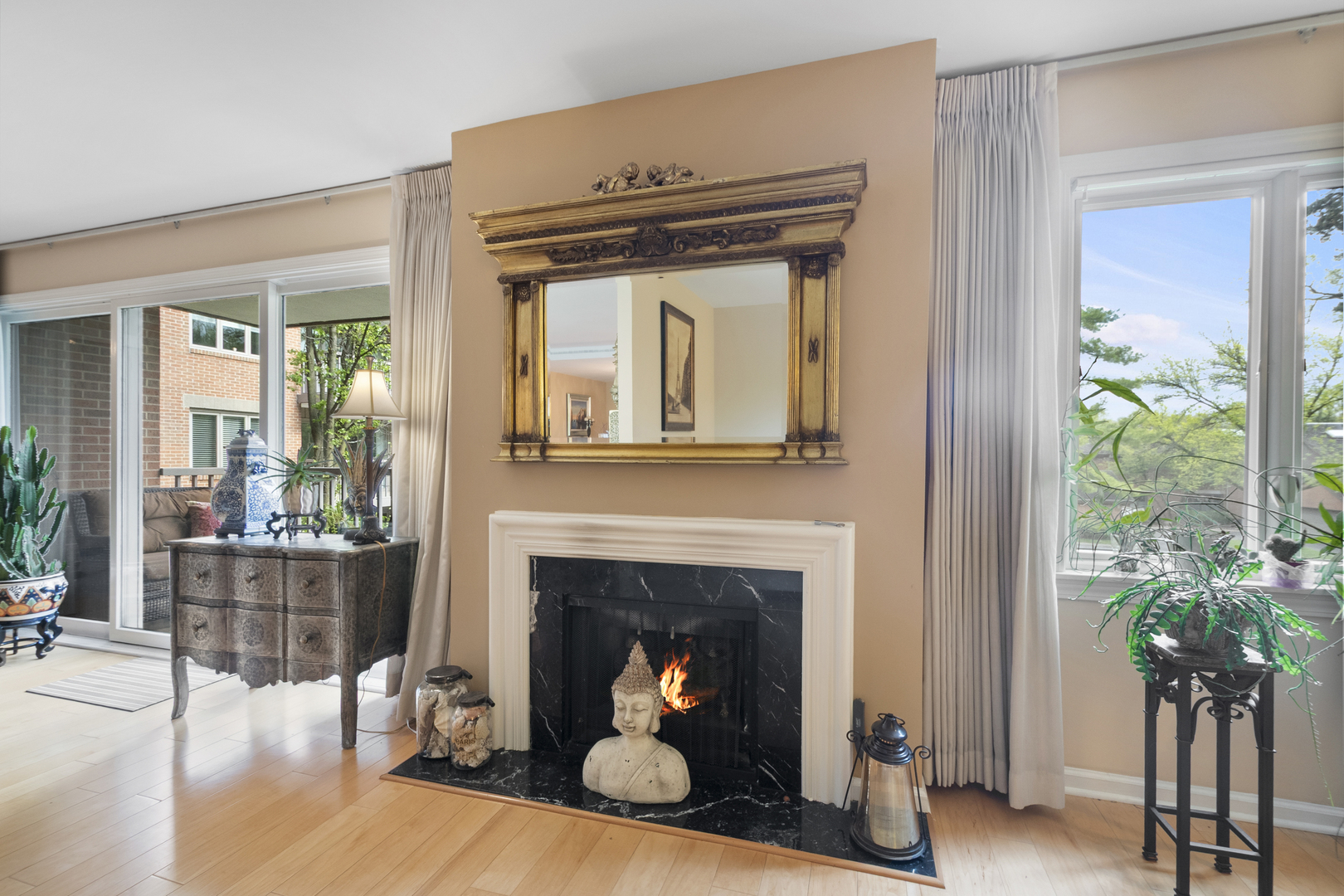 44 Park Lane, Unit 223 Park Ridge, IL 60068 - Photo 9 of 28 a living room with furniture and a fireplace