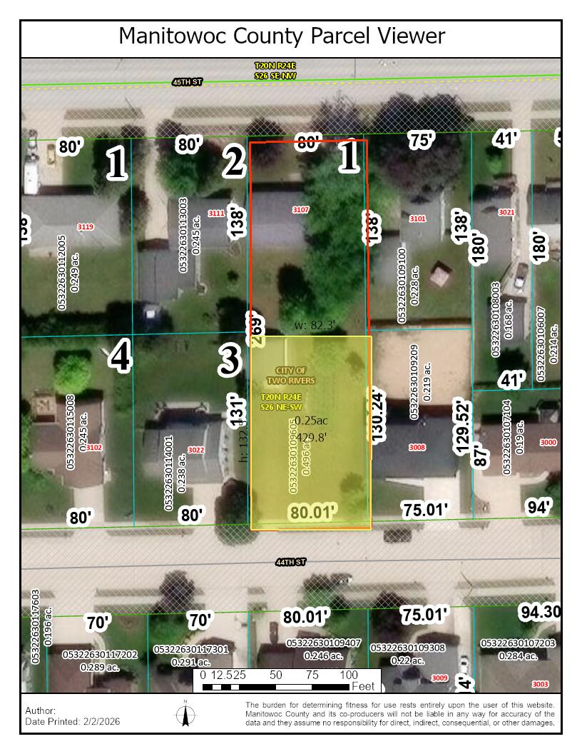 Two 44th Street Two Rivers, WI 54241 - Photo 2 of 5 GIS Lot Size Estimate