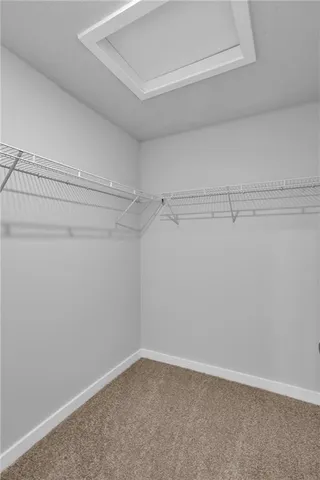 a view of a room with racks on the wall