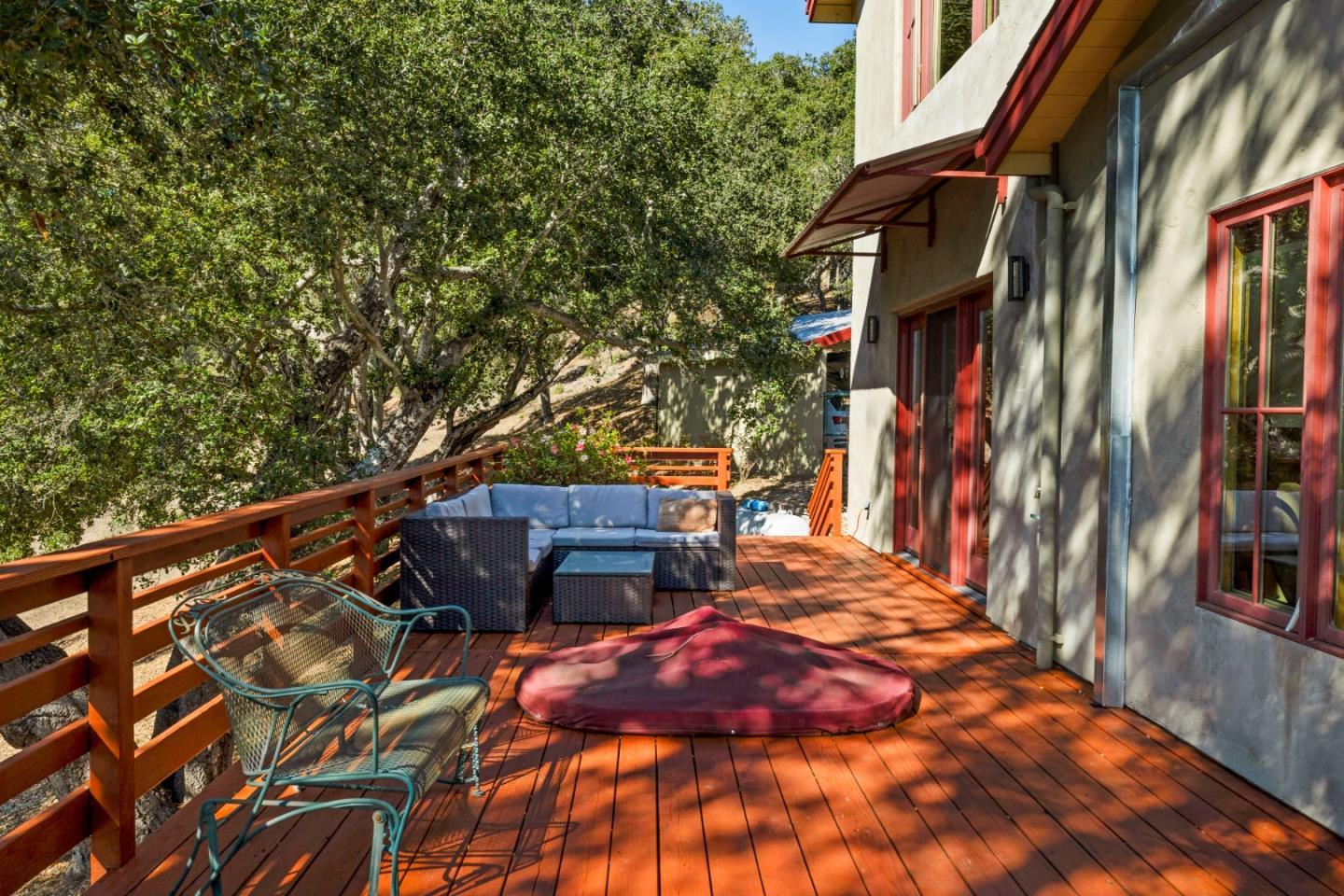 4710 North Rodeo Gulch Road Soquel, CA 95073 - Photo 46 of 97 a view of balcony with two chairs and a potted plant