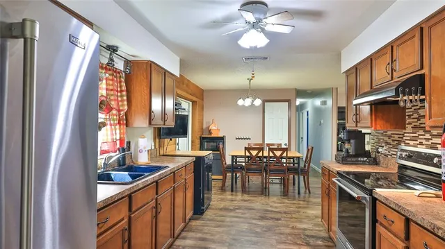 a kitchen with lots of counter top space